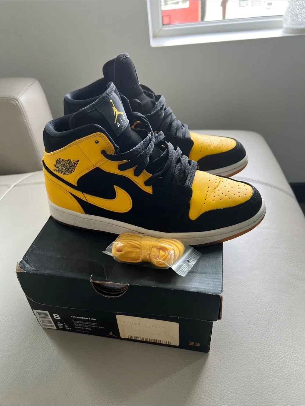 Jordan Air High-Top Sneakers Black and Yellow